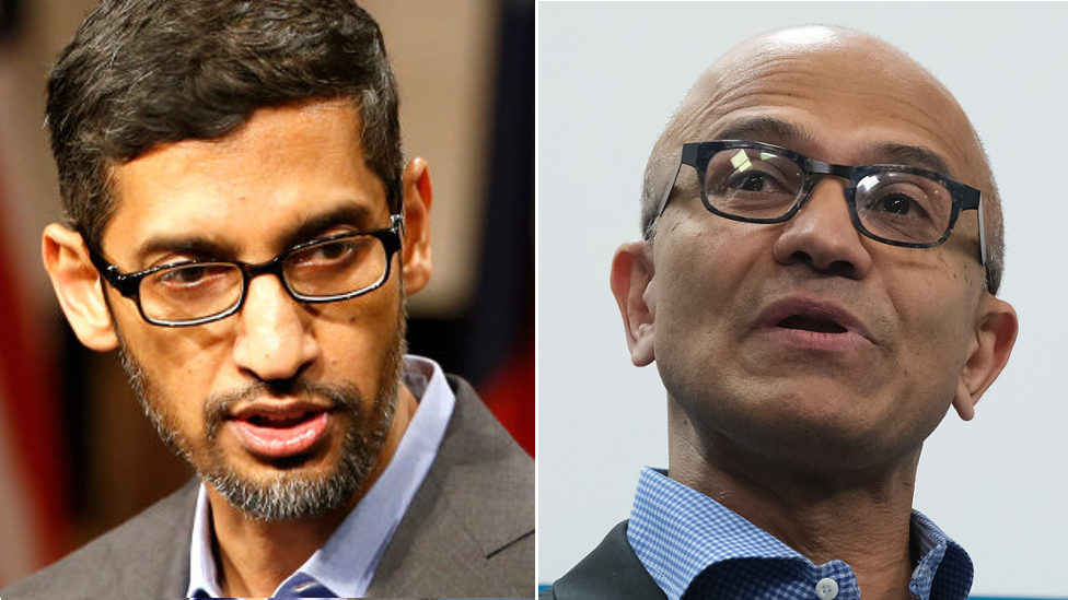 Sundar Pichai (L) and Satya Nadella