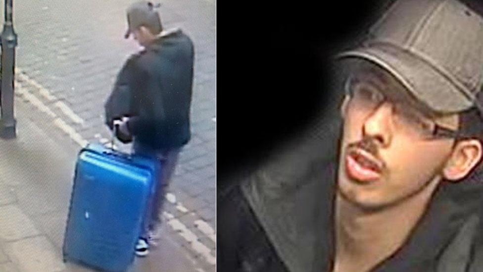 Salman Abedi with a blue suitcase