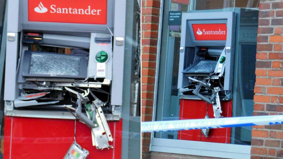 Cash machine after attempted theft