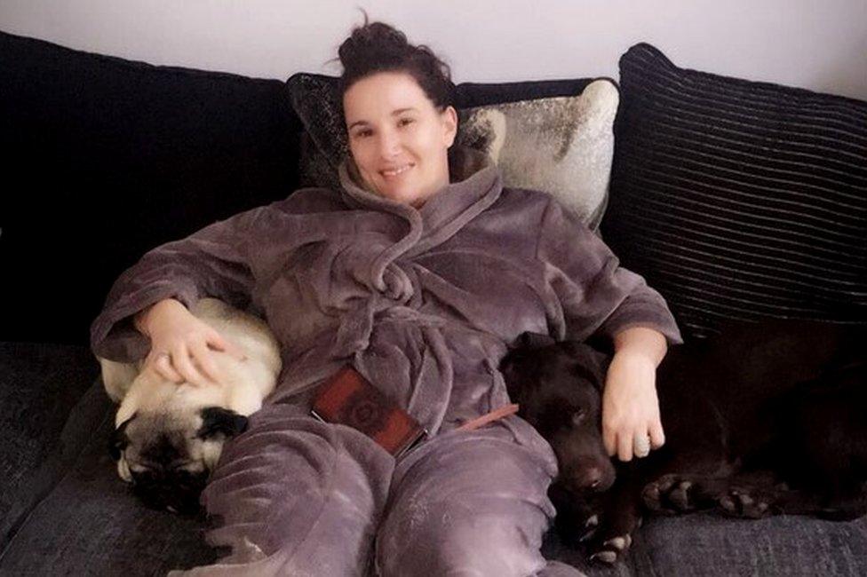 Sam Bailey at home after the accident