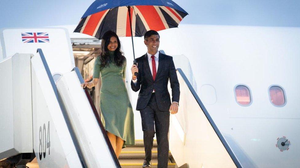 UK PM Rishi Sunak and his wife, Akshata Murty, arriving in Tokyo on 18 May