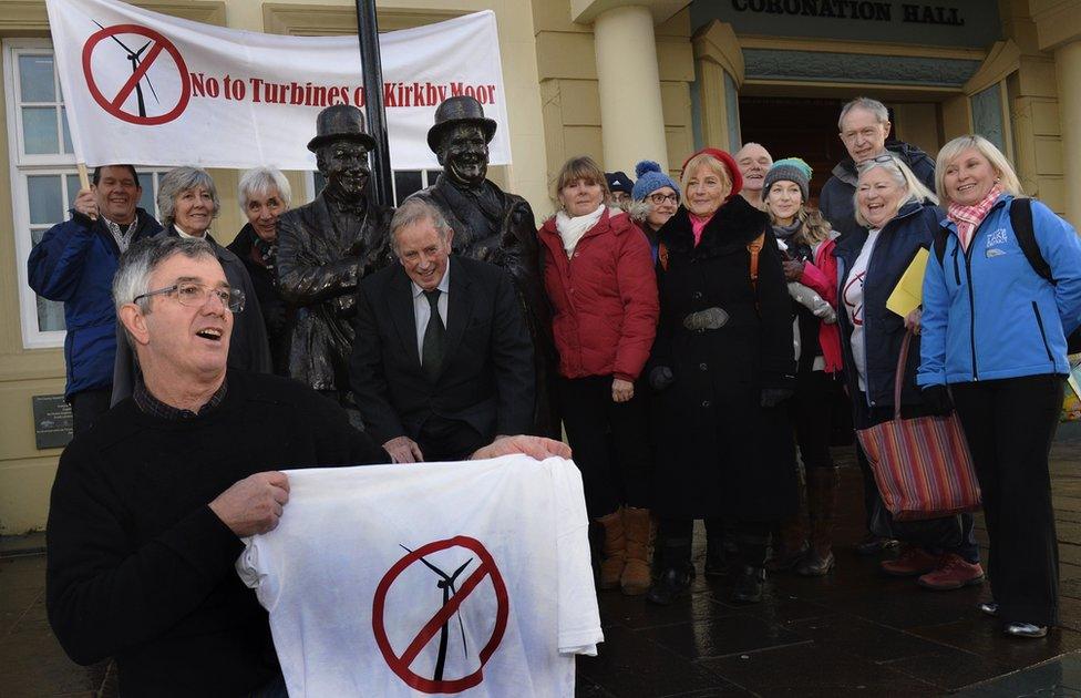 Objectors to the Kirkby Moor wind farm turn out for the planning appeal