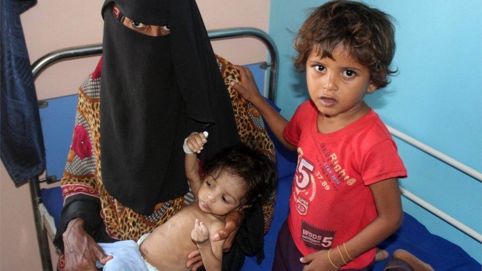 Woman and children in hospital in Khokha, Yemen (file photo)