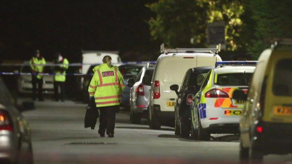 Police at the scene in Salford