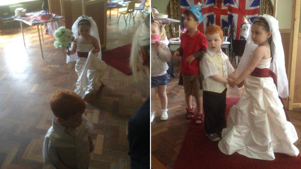 UGC footage of children doing their own Royal wedding at playgroup