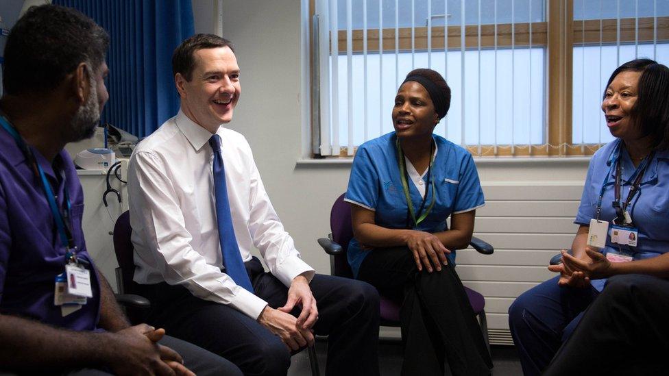 Chancellor George Osborne with healthcare staff.