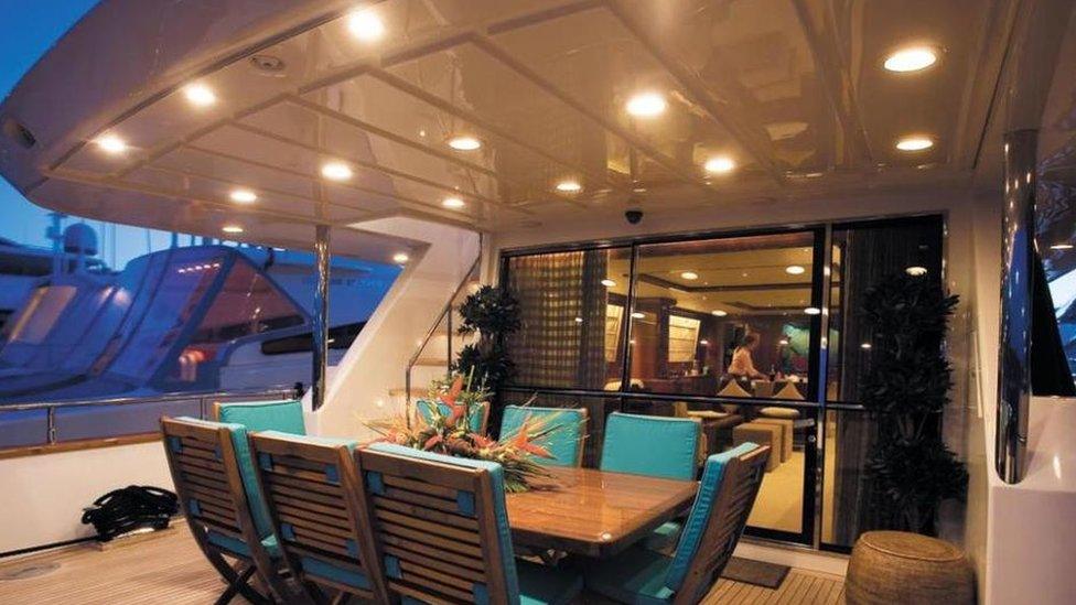 Interior of the yacht Powder Monkey, owned by David and Alison Mills