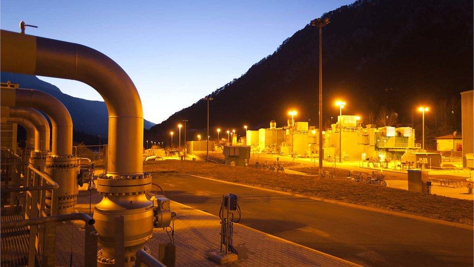 Snam gas compressor stations in Malborghetto, Italy