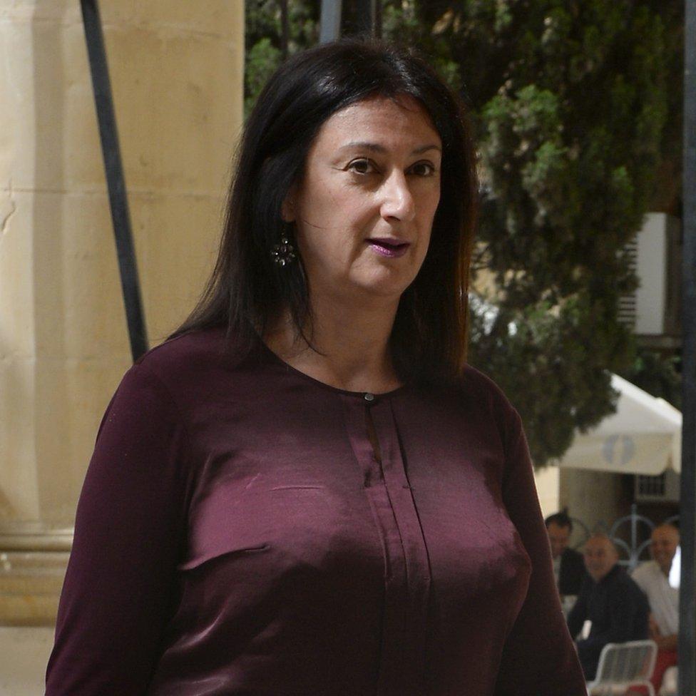 Caruana Galizia walking to the Law Court in Malta in April 2017