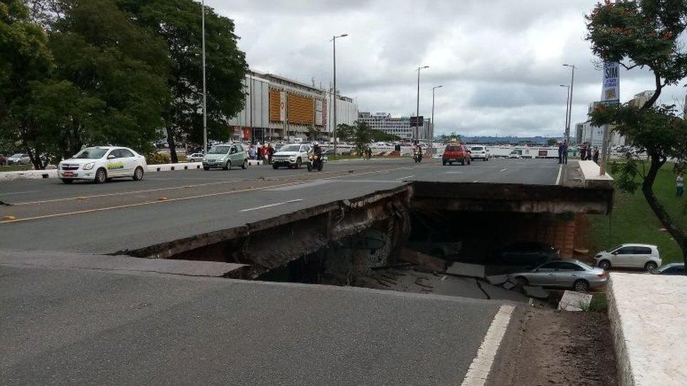 Road collapse in Brasilia, Brazil