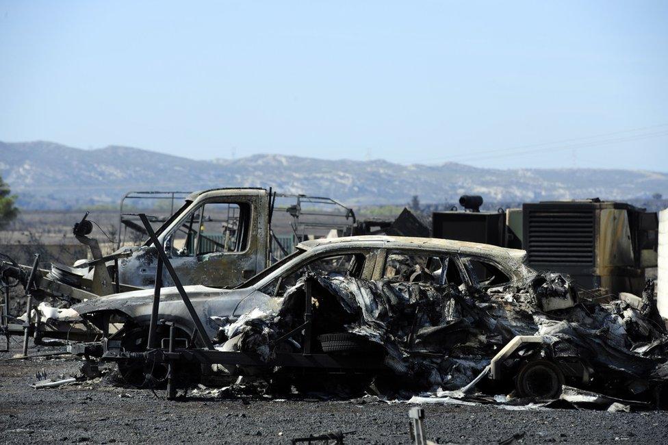 Charred vehicles near Vitrolles, 11 August