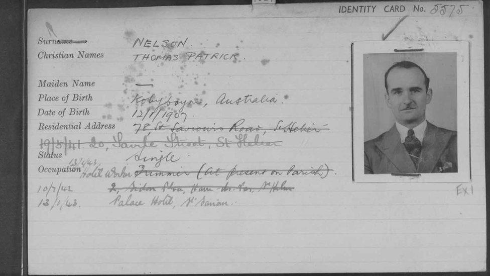 Thomas Nelson's identity card