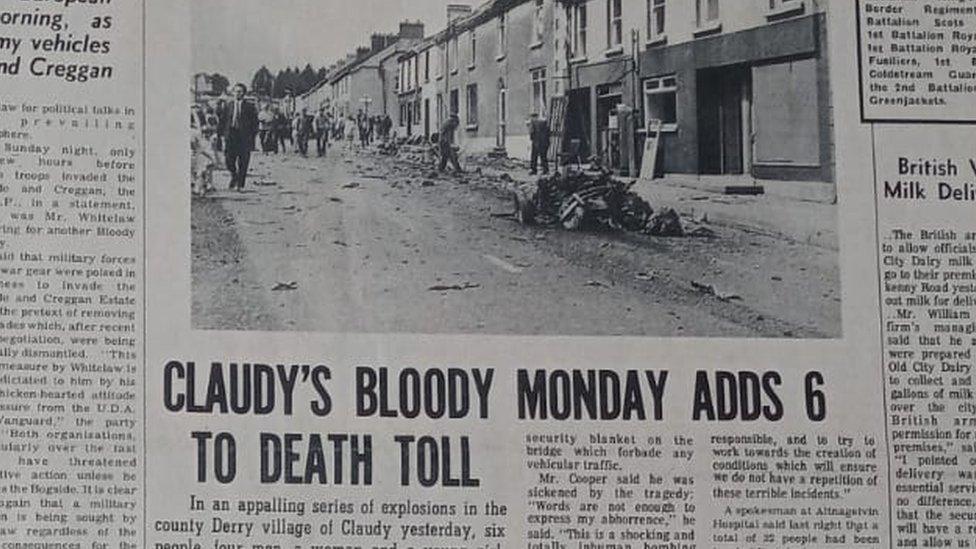 The Derry Journal reporting the Claudy Bomb of August 1972