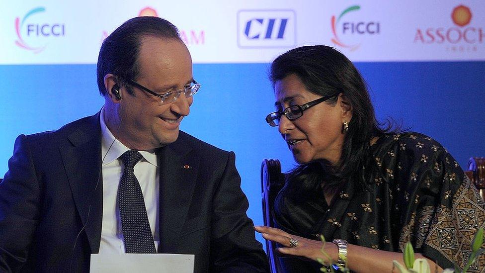 Naina Lal Kidwai (right) with French President Francois Hollande