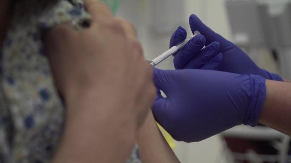 Person on vaccine trial being injected