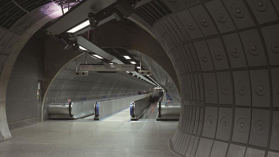 Tube station's two travelators.