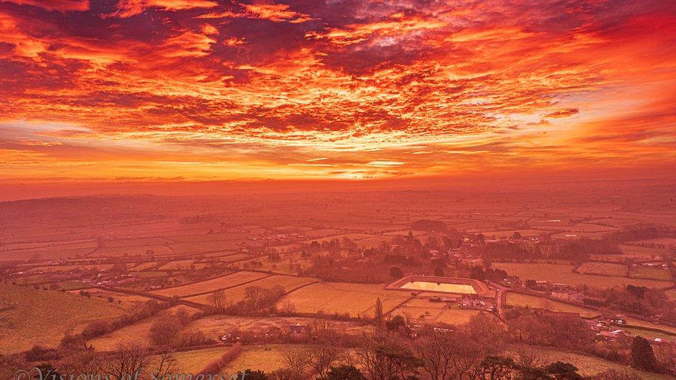 Sunrise from Glastonbury Tor