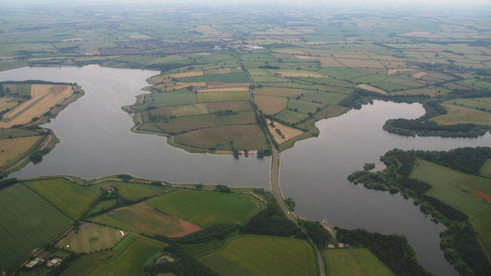 Pitsford Reservoir and causeway taken 11 years ago