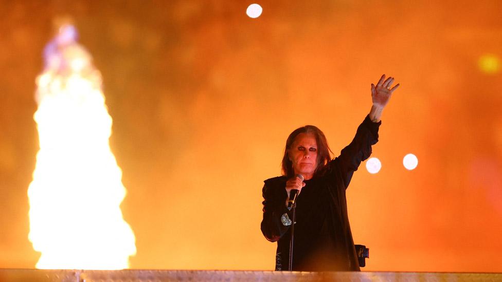 Ozzy Osbourne performing at the Birmingham Commonwealth Games closing ceremony