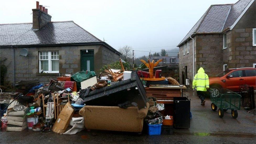 Clear-up in Ballater after Storm Frank