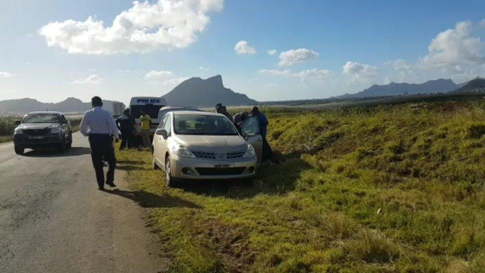 Police examine Mrs Farman's Nissan Tiida