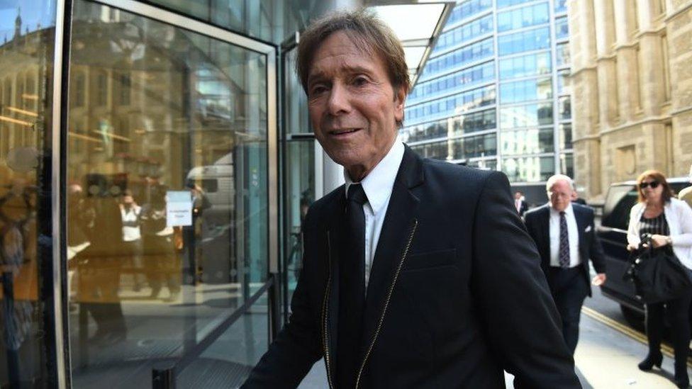 Sir Cliff Richard arrives at the Rolls Building in London for the continuing legal action