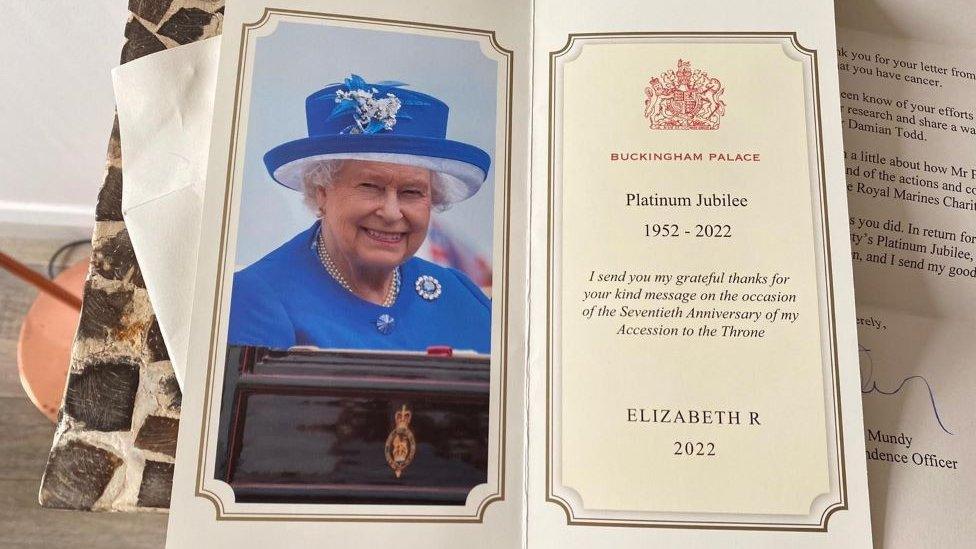 Card of thanks from the queen including a picture of her