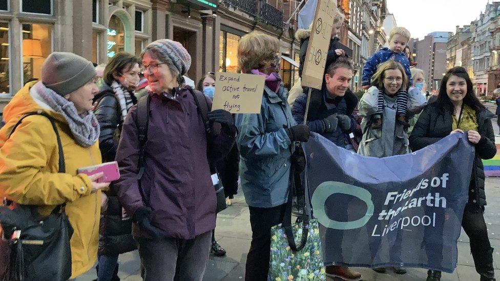 Campaigners outside Liverpool Town Hall