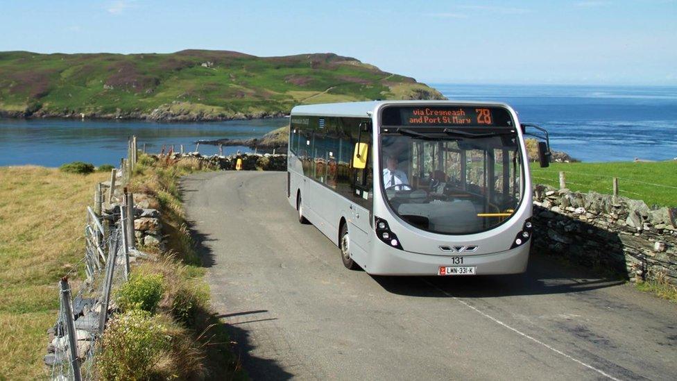 Bus Vannin vehicle by the Calf of Man