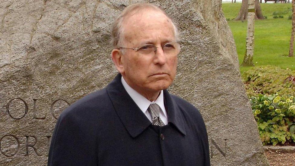 Lord Janner attends a ceremony in Hyde Park, to unveil a memorial to mark the 60th anniversary liberation of Bergen-Belsen concentration camp