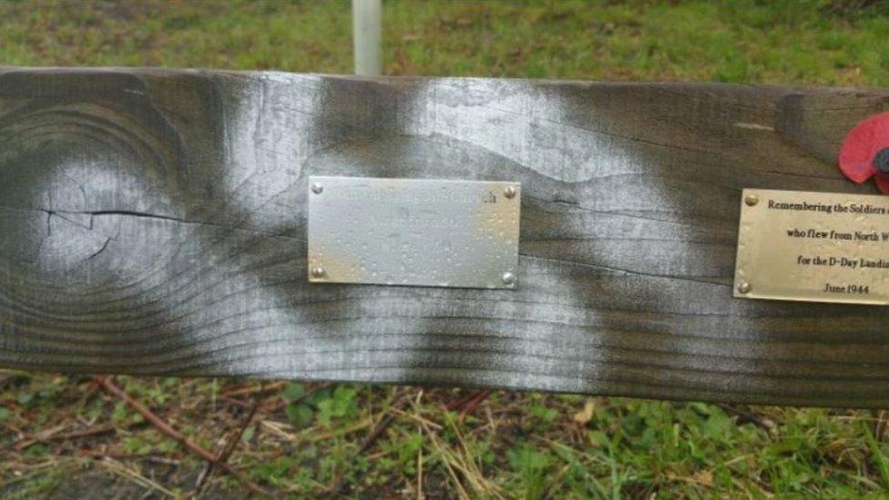 Swastikas on D-Day veterans' bench