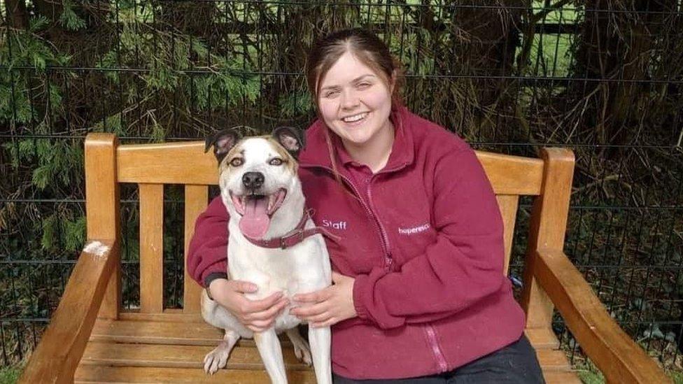 Sara Rosser from Hope Rescue Centre, with Clint