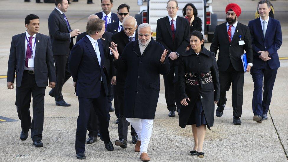 Narendra Modi at Heathrow Airport