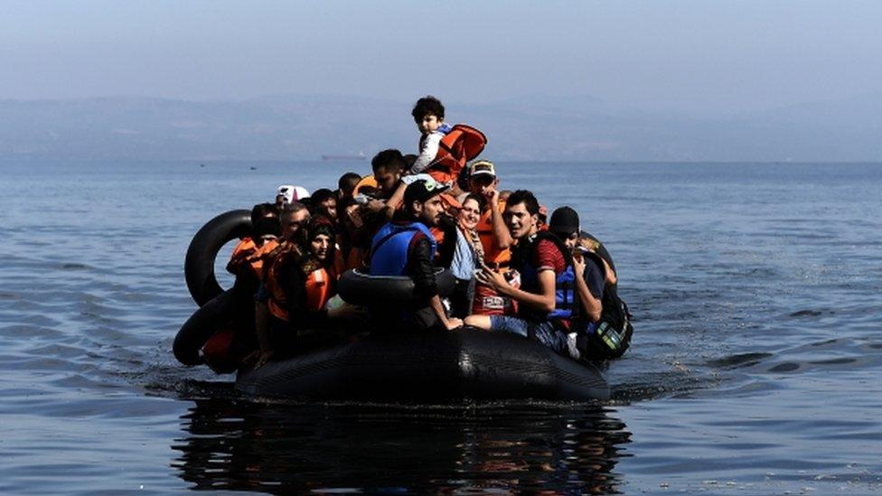 Boatful of migrants from Turkey arrive at Lesbos