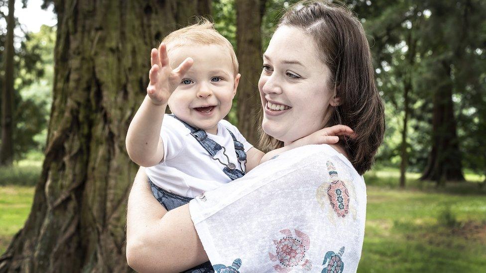 Frances Bell and her son