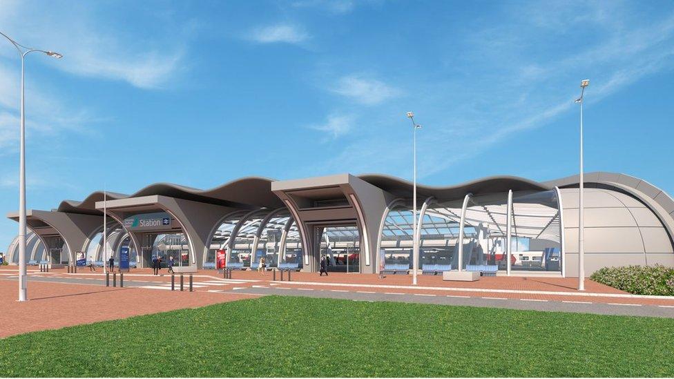 Artist impression of train station