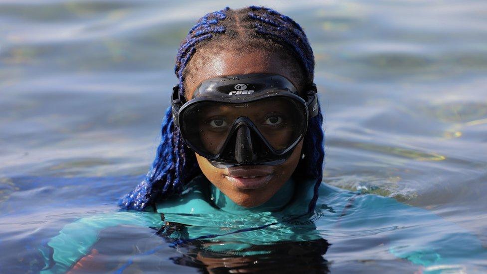 Zandile Ndhlovu in the water