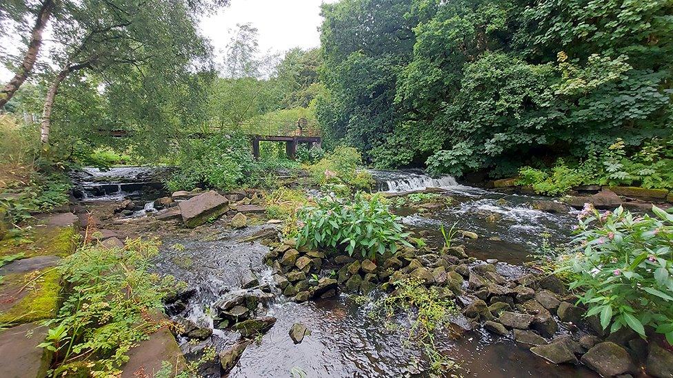 Gathurst Weir on the River Douglas in Wigan, near Appley Bridge