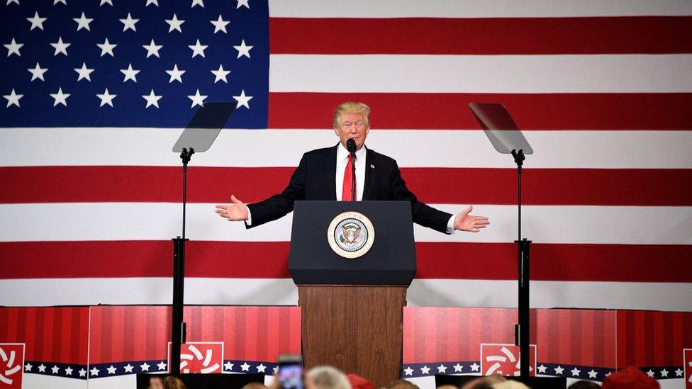 US President Donald Trump speaks in Missouri