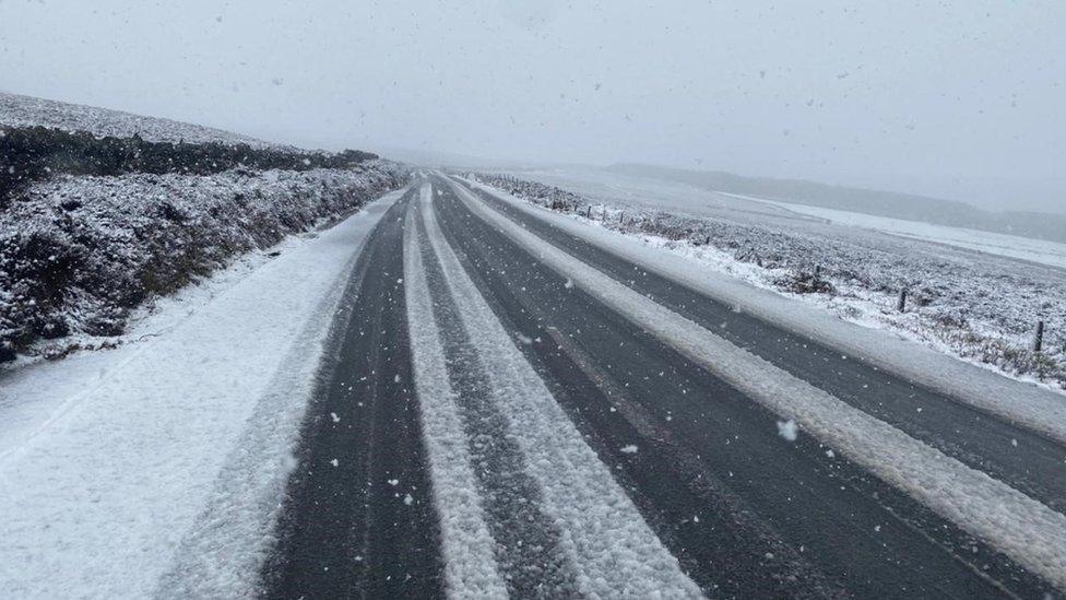 Snowy road at the Sloc