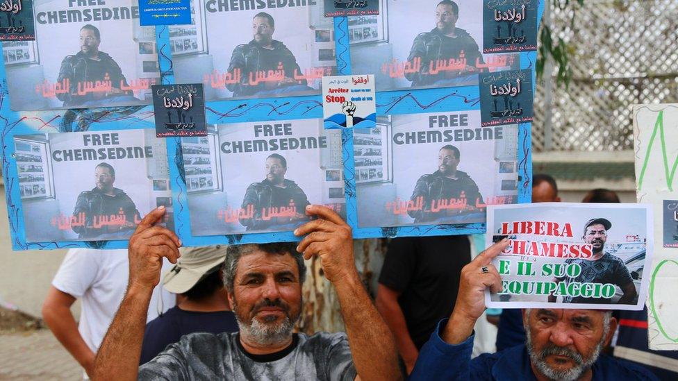 Protests against the arrested fishermen in Italy