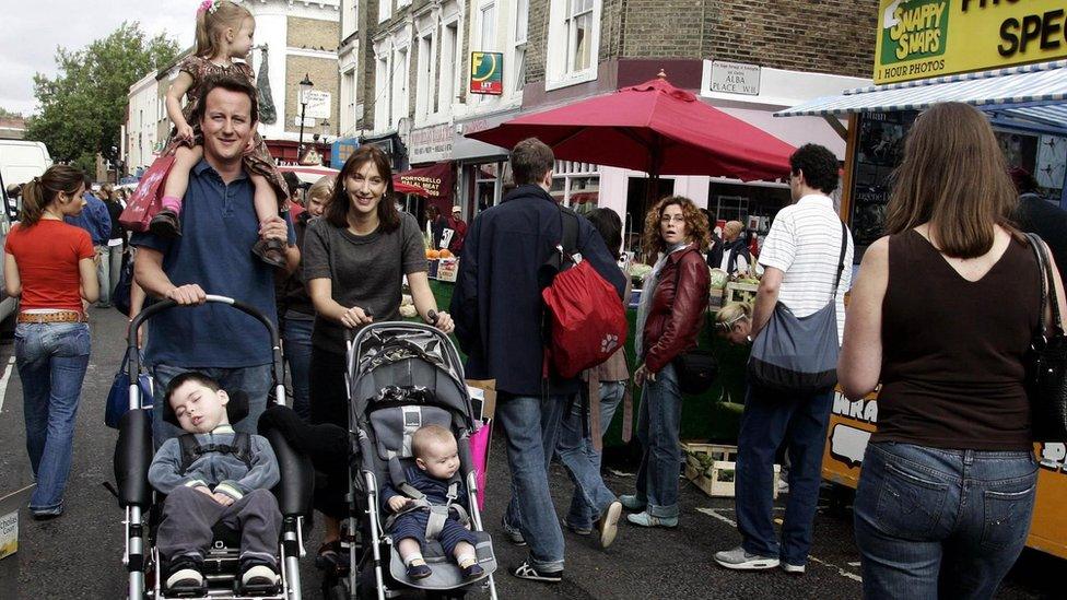 The Cameron family in London in 2006