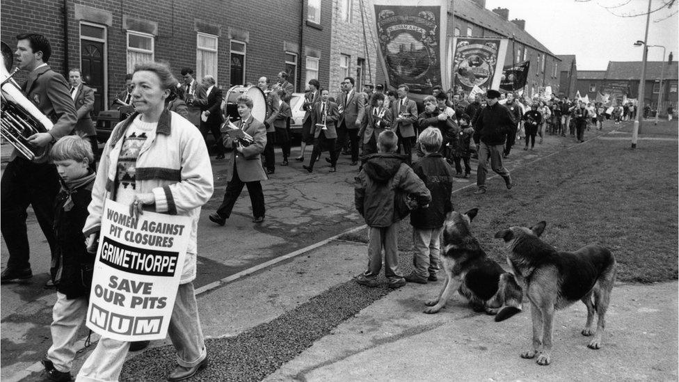 Demonstration against the plans to close the pit at Grimethorpe