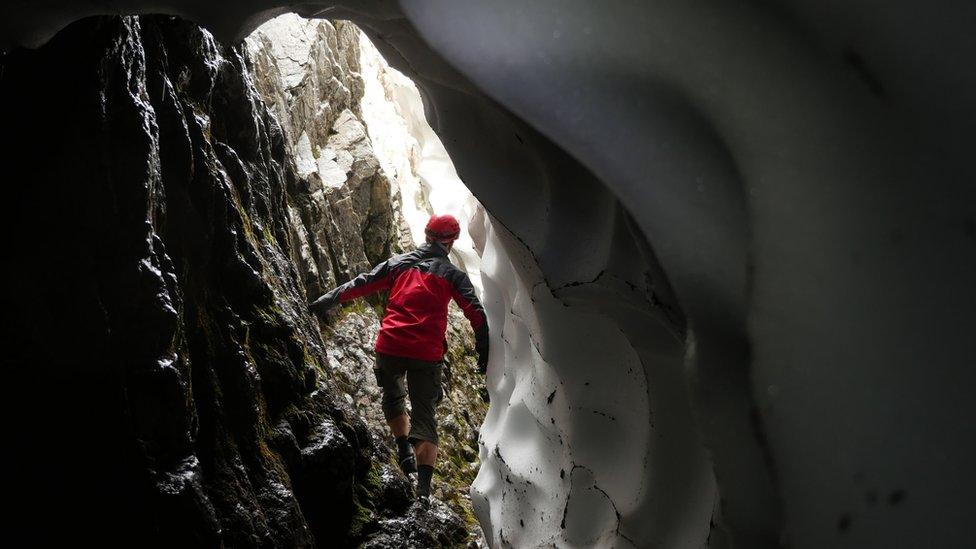 Snow tunnel on Ben Nevis