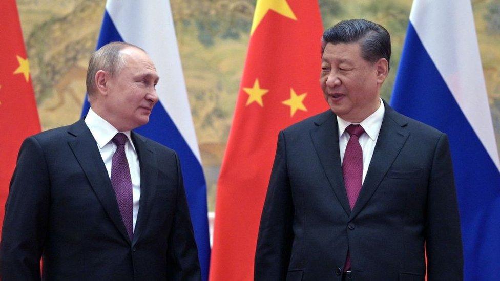 Vladimir Putin and Xi Jinping in Beijing