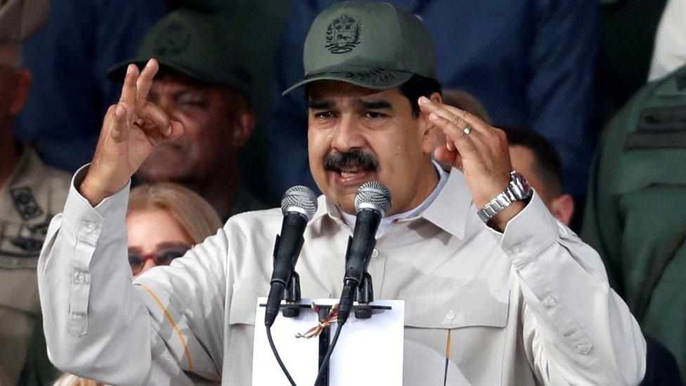 Venezuela's President Nicolás Maduro speaks in Caracas, 13 April 2019