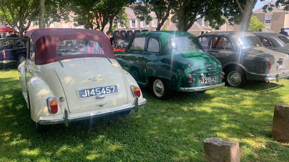 vintage cars lined the lower part of People's Park