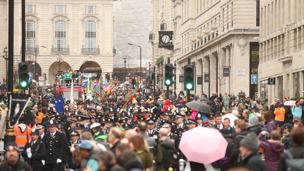 St Patrick's Day parade in central London