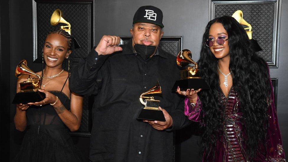 Tiara Thomas, Jeff Robinson, and H.E.R., winners of Song of the Year for "I Can't Breathe"