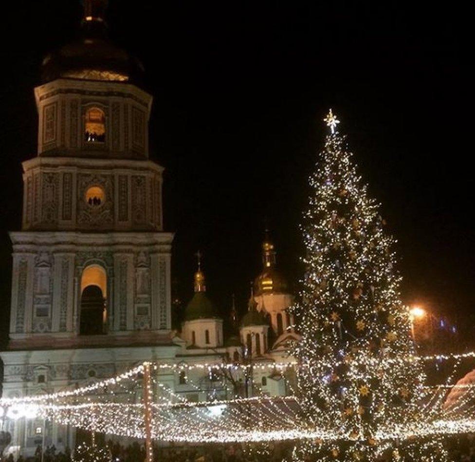 Christmas tree in St Sophia Square in December 2016